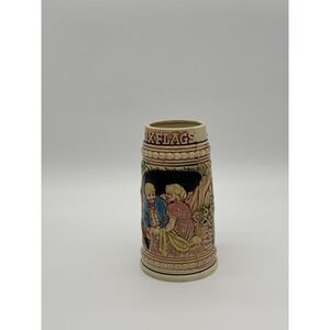 Vintage Six Flags Great Adventure Ceramic Beer Stein Mug Japan German Saying